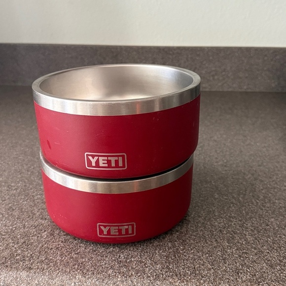 YETI Boomer 4 Cups Wild Vine Burgundy Stainless Steel Dog Pet Bowls Set 2 READ - Picture 12 of 12